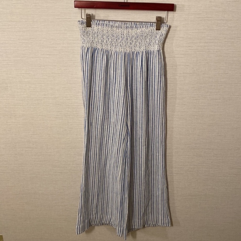 Indigo Rein Blue and White Striped Wide Leg Jumpsuit